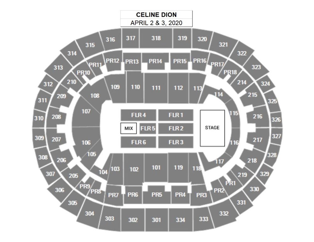 Celine Dion Seating Chart